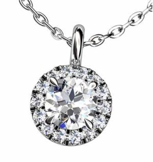 Cut Down Set Diamond Halo Pendant 3 2