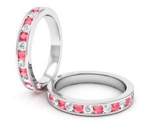 Diamond and Ruby Channel Set Ring 1 2