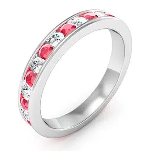 Diamond and Ruby Channel Set Ring 5