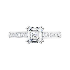 Double Claw Asscher Cut Diamond Engagement Ring