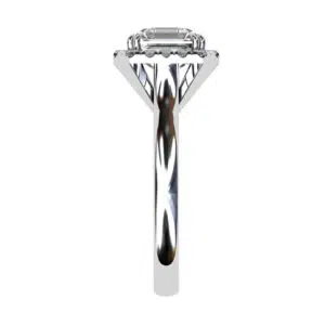 Double Prong Emerald Cut Diamond Halo Engagement Ring white 4