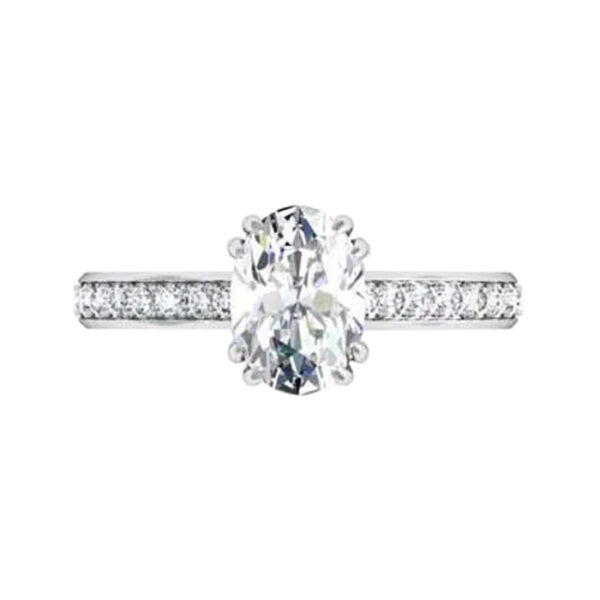 Double Prong One Carat Oval Diamond Engagement Ring w