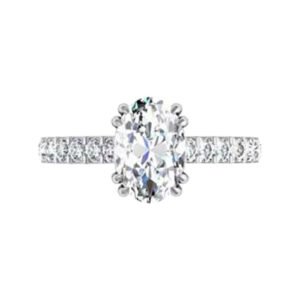 Double Prong Oval Shape Diamond Engagement Ring w