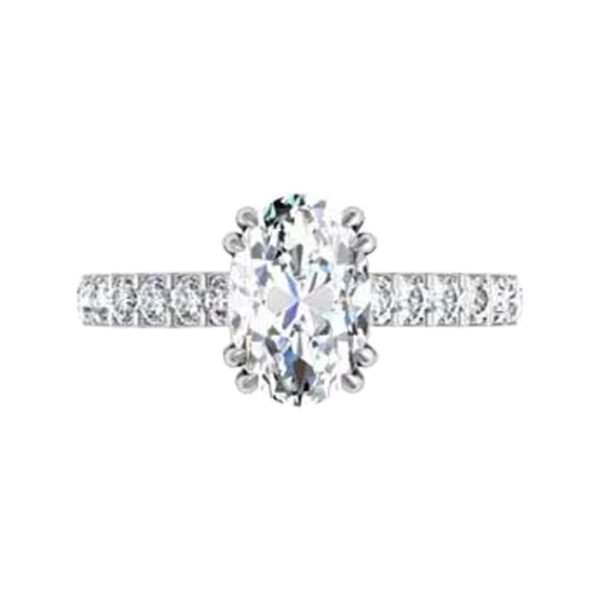 Double Prong Oval Shape Diamond Engagement Ring w