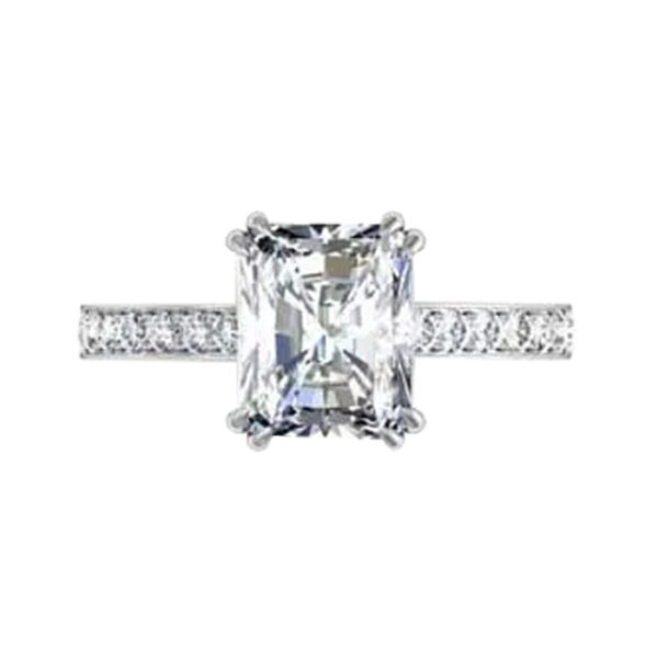 Double Prong Radiant Cut Diamond Engagement Ring w