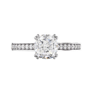 Double Prong Round Brilliant Cut Diamond Engagement Ring w1