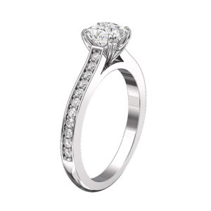 Double Prong Round Brilliant Cut Diamond Engagement Ring w2