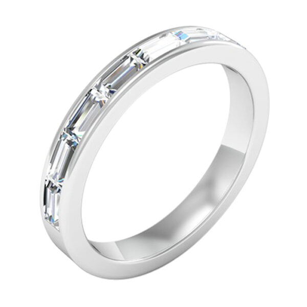 Emerald Cut Channel Set Half Eternity Diamond Ring white 2