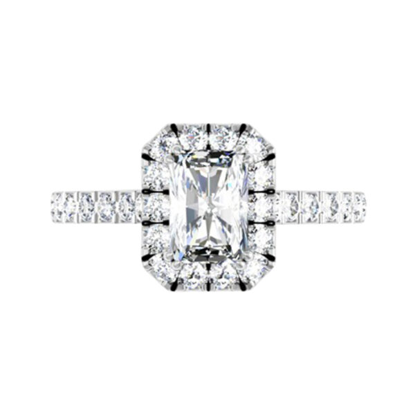 Emerald Cut Cluster Engagement Ring w