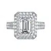 Emerald Cut Diamond Double Halo Engagement Ring white