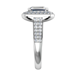 Emerald Cut Diamond Double Halo Engagement Ring white 4