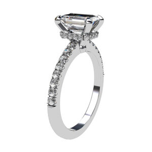 Emerald Cut Diamond Engagement Ring With Hidden Halo white 2