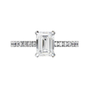 Emerald Cut Diamond Engagement Ring With Hidden Halo white copy