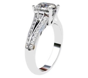 Emerald Cut Diamond Engagement Ring with Diamond Split Shank 4 2