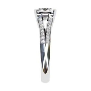 Emerald Cut Diamond Engagement Ring with Diamond Split Shank white 2