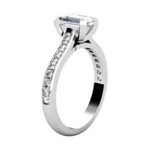 Emerald Cut Diamond Engagement Ring with Flat Prongs white 2