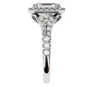 Emerald Cut Diamond Halo Engagement Ring with Filigree Detailing 5 2