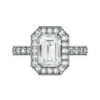 Emerald Cut Diamond Halo Engagement Ring with Side Stones w1 copy