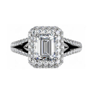 Emerald Cut Double Halo Diamond Engagement Ring 1 1