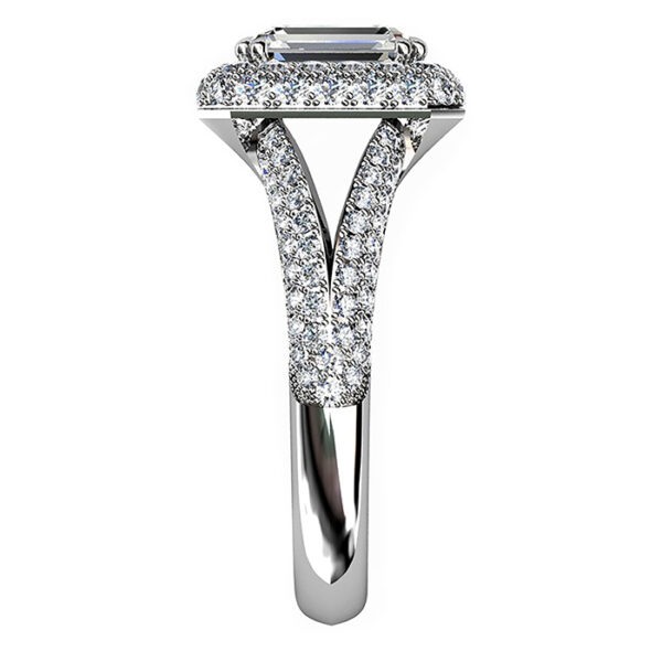 Emerald Cut Double Halo Diamond Engagement Ring 4 1