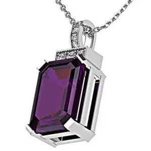 Emerald Cut Purple Sapphire and Diamond Pendant 5