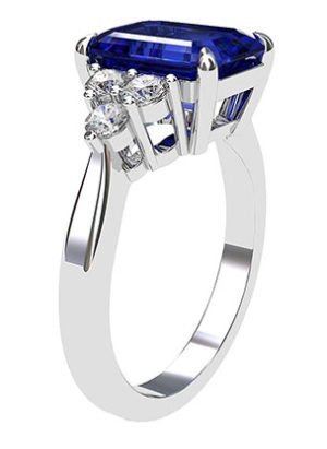 Emerald Cut Sapphire and Diamond Ring 4 1