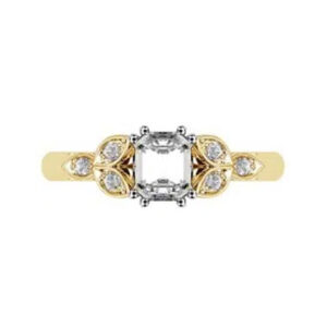 Emerald Cut Yellow Gold Petal Engagement Ring y