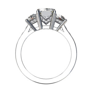 Emerald Cut and Trapeziod Diamond Engagement Ring white 2