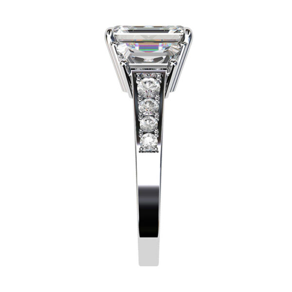 Emerald Cut and Trapeziod Diamond Engagement Ring white 4