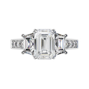 Emerald Cut and Trapeziod Diamond Engagement Ring white copy 2