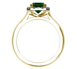 Emerald and Diamond Halo Ring with a Yellow Gold Band 3 2