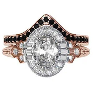 Fitted Pave Black Diamond Ring Set in Rose Gold 5