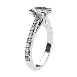 Flat Claw Oval Cut Diamond Solitaire with Diamond Band 2