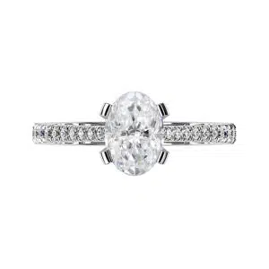 Flat Claw Oval Cut Diamond Solitaire with Diamond Band copy