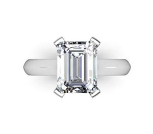 carat emerald cut diamond ring solitaire claw four three