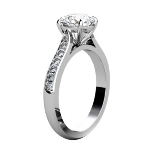 Four Prong Round Brilliant Cut Diamond Engagement Ring w2