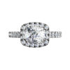 Horizontal Cushion Cut Diamond Halo Engagement Ring white