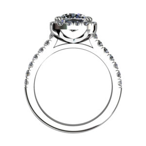 Horizontal Cushion Cut Diamond Halo Engagement Ring white 3