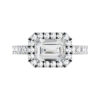 Horizontal Emerald Cut Halo Diamond Engagement Ring white copy