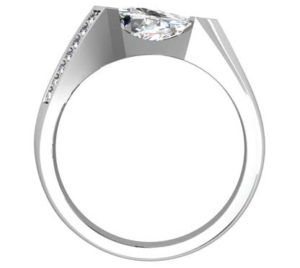 Horizontal Pear Shaped Diamond Engagement Ring with a Bold Design 3 2