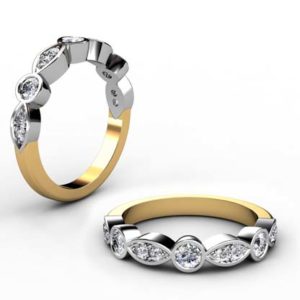 Large Eclipse Wedding Ring with Mixed Metal Band 1