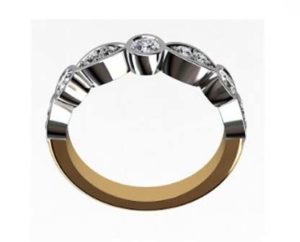 Large Eclipse Wedding Ring with Mixed Metal Band 3