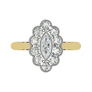 Marquise Vintage Style Halo Diamond Ring