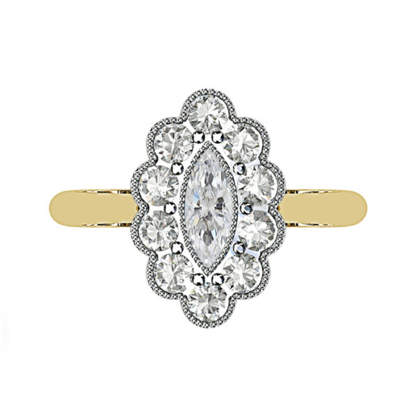 Marquise Vintage Style Halo Diamond Ring