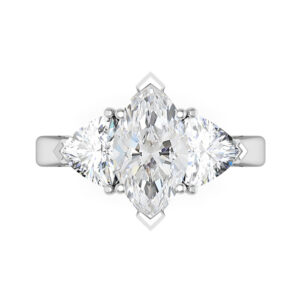 Marquise and Trilliant Shaped Diamond Three Stone Engagement Ring