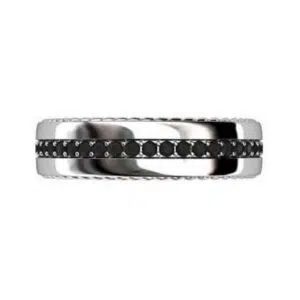 Mens rope and black diamond wedding ring 2