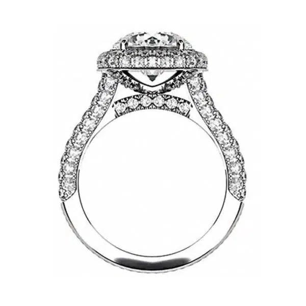 Micro Pave Set Round Brilliant Cut Halo Ring w2