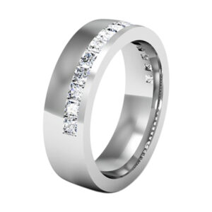 Modern Princess Cut Channel Wedding Ring white 4