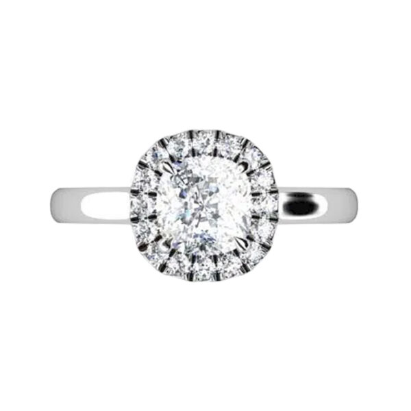 One Carat Cushion Cut Diamond Engagement Ring w