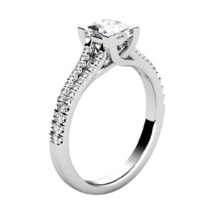 One Carat Princess Cut Diamond Engagement Ring with Split Shank white 2